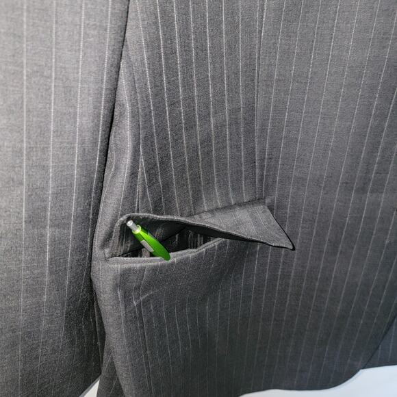 Lauren Ralph Lauren Blazer Suit Jacket Sport Coat 48R 100% Wool Canada Pinstripe - Picture 5 of 9